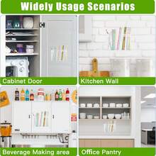 Acrylic Straw Holder For Cabinet Door - Reusable Tumbler Straw Organizer Storage, Small Kitchen Accessories Container, Ultra Sticky Cupboard Door Mounted