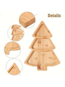 1 pieza Bandeja de madera con diseño de árbol de Navidad, disponible en 2 estilos: 3 compartimentos de 27.5*20cm y 1 compartimento de 28*20cm, decoración navideña para el hogar, decoración de mesa de cocina navideña, decoración navideña, nueva vajilla navideña 2024. Utilizada para servir alimentos, aperitivos, bebidas, sushi, steak, pizza, postres, pasteles y panes, bandeja de desayuno, bandeja de café, bandeja de té, tabla de charcutería, asas empotradas de fácil transporte, suministros de cocina para el hogar