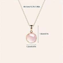 1PC Cherry Blossom Pink Pendant Necklace Female Luxury Clavicle Chain Oval Shape Pendant Necklace Jewelry Gift - 粉色 - 查看 3