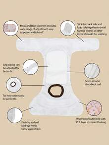 3pcs Reusable & Washable High Quality Dog Diapers, Fashionable Pattern For Small & Medium Dogs, Puppies & Nursing Dogs, Warm Underwear