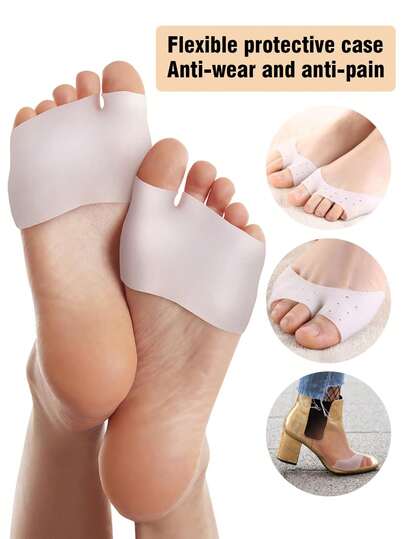 4PCS-Foot Protection Pad, Sole Protection Cover, Toe Cover, Silicone Forefoot Pad, Toe Pad, Ball Pad, Breathable Forefoot Pad, Flexible Protective Cover, Wear-Resistant, Used To Relieve Metatarsal Pain, Prevent Calluses And Blisters.2pcs