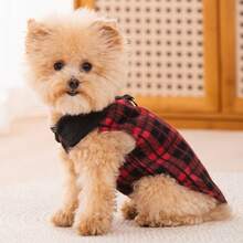1pc Dog & Cat Checkerboard Chest Harness, Suitable For Sweatshirts, Fits Poodle, Bichon Frise And Other Medium/Small Breeds (Please Refer To Size Chart)