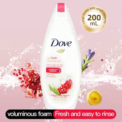  1 Bottle (200ml) Dove Pomegranate & Lemon Verbena Body Wash, Moisturizing & Brightening, Dual Fruit Extracts + Long-Lasting Fragrance, Refreshing & Easy To Rinse, Suitable For All Skin Types And Daily Use