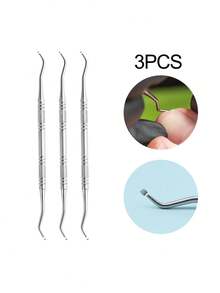 3支装不锈钢双头美甲棒及角质层推棒，耐用专业美甲修脚清洁工具，适用于手指甲和脚趾甲，美甲用品，美甲工具，美甲艺术工具，返校季，美甲，美甲工具，美甲贴片工具，美甲修脚工具 - 銀色 - 查看 9