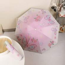 1 pieza Paraguas plegable manual de alta calidad con flores para mujer, de doble uso para lluvia/sol, a prueba de viento, con protección UV