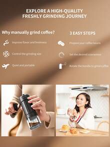 CLITON Hand - Crank Coffee Grinder - 40 Levels External Adjustment, Lightweight Design With Detachable Handle, Precision Ceramic Grinding Core Hand Coffee Grinder,This Hand - Crank Coffee Grinder Features 40 Levels Of External Adjustment, Allowing You To Customize The Grind To Your Exact Preference