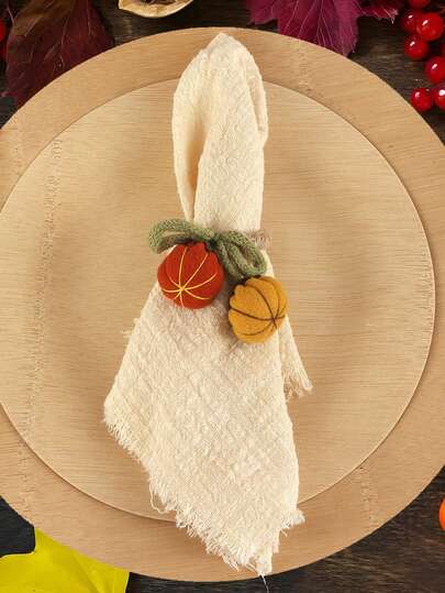 1/4/6 件万圣节粗麻布双南瓜餐巾环，适用于万圣节餐桌装饰餐巾架、感恩节南瓜餐巾环