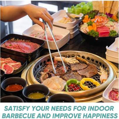 6 Pcs 11 Inches Stainless Steel Korean BBQ Grill Tongs Japanese Barbecue Tongs For Cooking Portable Kitchenware Home Outdoor Steak Salad Food