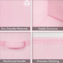 ARISE-Cubos de almacenamiento de 31 x 31 x 31 cm pulgadas, paquete de 6 contenedores de almacenamiento grandes y resistentes, asas dobles, plegables, cubos organizadores, cestas de tela para organizar - Rosa - Ver 5