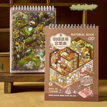 20 张迷你可爱小镇 3D 贴纸 + 20 张场景纸板，微型景观贴纸书手工场景贴纸学校用品，返校 - 彩色 - 查看 10