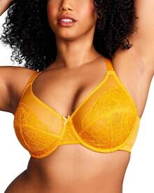 Minimizer Bras Women Full Coverage Underwire Bras Plus Size Lifting Lace Bra Heavy Breast - Cadmium Yellow - View 4