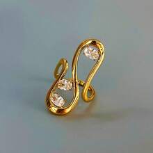 VKHK 1 chiếc nhẫn đơn bằng thép không gỉ mạ vàng 18K thời trang đính đá Zirconia, thích hợp cho phụ nữ mặc hàng ngày và mặc khi đi dự tiệc, làm quà tặng - Nhẫn cá nhân - Xem 5