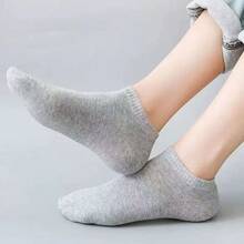 10/20 Pairs Black Solid Color Casual Ankle Socks, Unisex, Comfortable & Minimalist, All Season