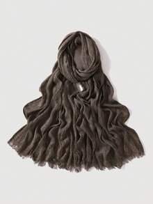 1 Khăn choàng tua rua xếp ly Modal trơn màu dành cho nữ, Khăn trùm đầu thường ngày, Khăn choàng giữ ấm chống nắng Hijab dùng khi mặc váy - nhiều màu - Xem 18