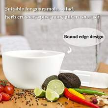 1 zestaw porcelanowego małego moździerza i tłuczka, ceramiczny zestaw młynka do ziół i kruszarki do tabletek, miniaturowy biały ceramiczny zestaw moździerza i tłuczka, głęboka ceramiczna misa z tłuczkiem i moździerzem, zestaw młynka i kruszarki do przypraw, misa do mielenia przypraw i ziół, duża kruszarka do tabletek, nadaje się również do kruszenia przypraw, ziół itp.