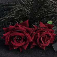 Top Hats For Adults Deluxe Tuxedo Hat Costume Magician Hat With Red Roses For Men And Women - 黑色 - 查看 4