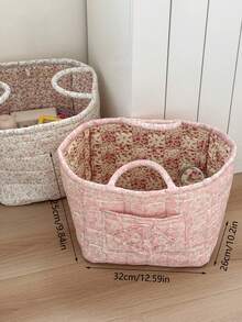 1 Peça Cesta de Armazenamento Acolchoada Elegante, Bolsa Portátil de Artigos de Toalete de Grande Capacidade, Cesta de Lanche Dobrável com Alça, Pode Armazenar Brinquedos, Cuidados com a Pele, Cosméticos, Cesta de Armazenamento Multifuncional para Casa, Sala de Estar, Quarto, Banheiro, Piquenique ao Ar Livre e Viagem