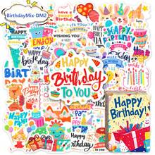 50Pcs Happy Birthday Stickers, Cartoon Graffiti Cake Ice Cream Bulk Stickers For Laptop Water Bottle Luggage Helmet Skateboard Stationery Motorcycle Classroom Decor Art Supplies, Cute Stickers For Adults - Multicolor - View 9