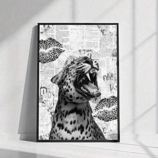 Vintage 1pc Stylish Cheetah Wall Art Picture Magazine Cover Book Prints Canvas Paintings Affiche Leopard Posters Fashion Luxury Decor For Bedroom, Living Room, Or Bar Cart ,Dorm,Wall Decor Gift For Her Unframed