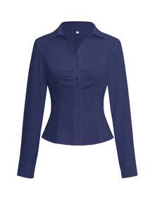 Sunny Girly Fall Women Clothes Y2K Back To School College Style Pleated Design All White Long Sleeve Shirt Top