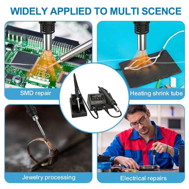 ILIBILIB 23in 1 600W Soldering Station, 2-In-1 SMD Hot Air Rework And Soldering Iron With Celsius And Fahrenheit Conversion, Digital Temperature Calibration, And Sleep Function Kit - UK Plug(220-240V) - View 9