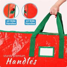 9 Ft Christmas Tree Storage Bag - Durable Heavy Duty Extra Large Artificial Xmas Holiday Tree Bag With Reinforced Handles And Dual Zippers Wide Opening - Christmas Decorations- Red - Red - View 5