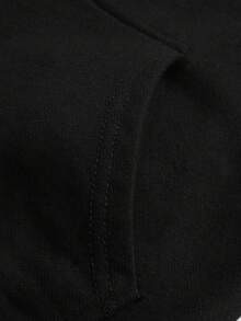 1pc Teen Girls Casual Minimalist Thermal Lined Hooded Sweatshirt Sweatshirt, Warm For Spring, Autumn & Winter - Black - View 7