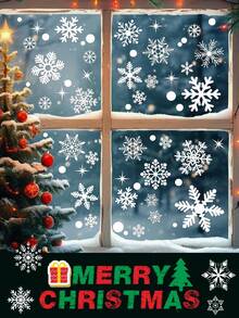 4sheets/Set, 137 Sheets Christmas Window Stickers - 4 Sheets Christmas Window Stickers Snowflake Christmas Decoration Christmas Window Stickers Holiday Window Stickers Winter Decoration Holiday, Snowflake Window Stickers - Static White Snowflake Christmas And Winter Door Decorations - Multicolor - View 3