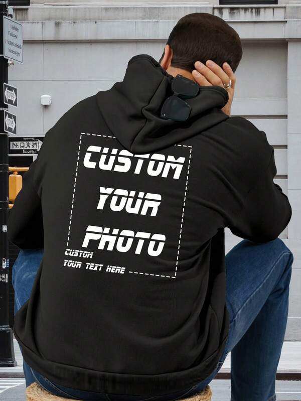 Customized Casual Loose Fit Sweatshirt For Men, Suitable For Autumn, Winter, Boyfriend Style, Comfortable, Outdoor, Festivals, Streetwear, Personalized Graphic Design, Can Use Your Own Photo/Logo, Couple, Prank, Surprise Gift, Valentine's Day/Birthday/Anniversary Photo Customization, Gift For Him, Long Sleeve Top