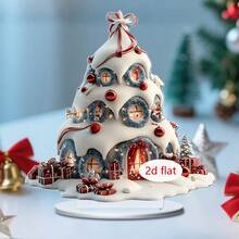 1/4pcs Christmas Cottage Desktop Decoration Ornaments, 2D Acrylic Christmas Party Supplies, Christmas Tree Cottage And Gift Design, Living Room Bedroom Home Decoration, Office Desktop Decoration, Christmas Gift - Multicolor - View 10