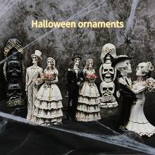 1pc Skeleton, Ghost Bride & Groom Resin Painted Tabletop Decor For Christmas Decor - Multicolor - View 2