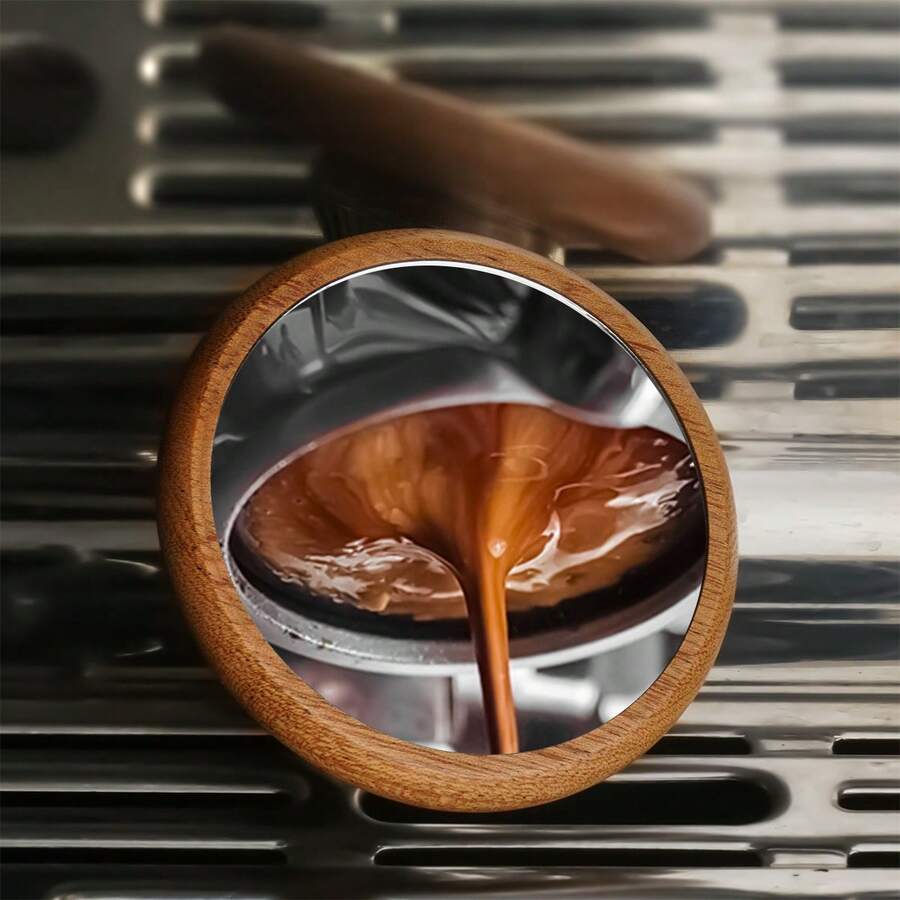 1pc Espresso Extraction Mirror With No-Bottom Handle, For Observing Espresso Flow Rate, Reflective Coffee Machine Tool - Silver Mirror Coffee Accessory