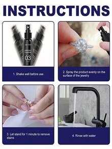 JUE FISH Jewelry Cleaning Solution - Cleans Diamonds, Necklaces, Gold. Jewelry Cleaning & Care Liquid For Gold, Silver, Pearls, Watches, Rings. Removes Tarnish, Prevents Oxidation. Also Used For Cleaning Gold, Silver Jewelry, Watches, Electronics. Diamond Ring Tarnish Remover - Multicolor - View 3