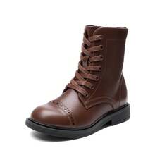 Kids' Combat Ankle Boots With Side Zipper & Lace-Up – For Toddlers, Little & Big Kids (Girls & Boys) - 棕色 - 查看 4
