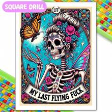 Skull Woman Diamond Art Kit For Adult Beginners, 5D DIY Full Round/Square Rhinestone Gem Art Crafts Painting For Home Wall Decoration 30x40cm/11.81x15.75inch - Square Drill - 查看 9