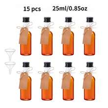 42/5pcs Mini Liquor Bottles,Plastic Empty Bottles,With Golden,Silvery,Black And Rose Screw Cap,And Square Hangtag, Have Funnel And Rope, Small Size Easy To Take Out Of The House Without Taking Up Space, For Weddings,Social Gatherings,Outdoor Camping,Restaurants, Cafes.