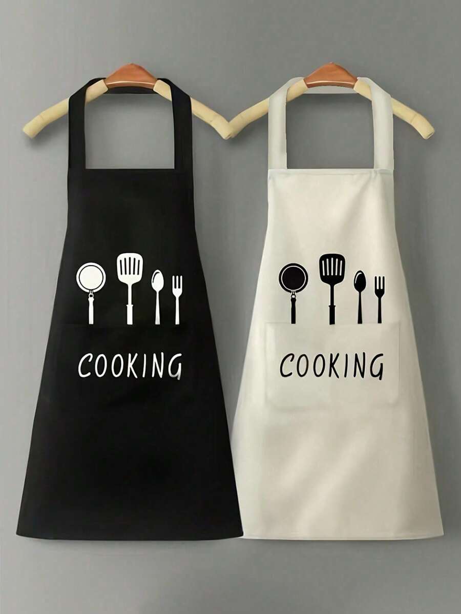 1 Durable Kitchen And Home Cooking Waterproof, Oil Resistant And Stain Proof Apron - Waterproof, Oil Resistant, With Pockets - Neutral Kitchen Suit, Providing Fashionable Protection For Cooking Enthusiasts