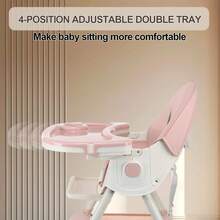 OYAJIA Baby High Chair 3 In 1 Highchair Adjustable Height 3 Positions Rocking Seat Convertible High-Chair Portable RockingChair Foldable Baby Dining Chair With Removable Tray Pink - 粉色 - 查看 7