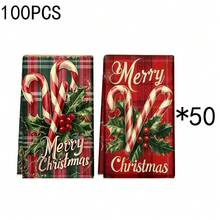 1 set/1 pièce/2 pièces Serviettes de cuisine et gants de vaisselle imprimés de cannes de Noël, convenant à la décoration intérieure des restaurants, cuisines et salles de bain, à la décoration de fête, aux cadeaux de vacances et pouvant également être offerts en cadeaux de Noël