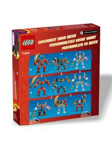 LEGO 乐高幻影忍者凯的元素火焰机甲 71808 – 可定制机器人玩具，包含凯和赞的人仔，适合 7 岁及以上儿童，STEM 教育，火焰机甲，男孩女孩皆宜，音乐/婚礼季礼物 - 彩色 - 查看 4