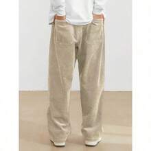 Men's Solid Color Casual Everyday Trousers Men's Streetwear Pants, Boy Friend Gifts, Back To School - 杏色 - 查看 2