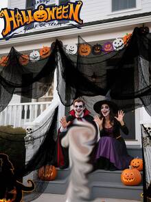 Halloween Gauze Cloth, Halloween Creepy Gauze Cloth Decoration, Black Creepy Cloth, Indoor Outdoor Black Scary Halloween Gauze Tapestry Decor, Spooky Decorations, Creepy Fabric Halloween For Haunted House Supplies, For Home Wall Yard Haunted House Party Supplies - Multicolor - View 3