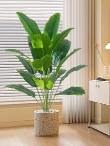 2pcs 81cm Large Artificial Green Plants, Banana Tree, Evergreen Leaves, Tropical Fake Palm Branches, Plastic Strelitzia Leaves, Monstera Leaves, Home Decor, Patio, Garden, Balcony, Wedding Decor, Garden Party, Office Decor, Indoor/Outdoor Use, Pot Not Included (Self-Assembly Required) - Multicolor - View 6