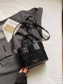 Geantă mini găleată din piele ecologică, culoare uni, geantă de mână și geantă de umăr casual versatilă