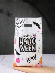 10/25/50Pcs Halloween Gift Bag With Handle,Pumpkin,Ghost,Bat Design Hand-Held Gift Wrapping Bag,Cute Halloween Gift Packaging Bag,Halloween Candy Bag,Halloween Snack Food Storage Bag,Halloween Party Favor Bag,Tote Bag,Trick Or Treat Decoration For Halloween,Halloween Party Decorations,Happy Halloween Decor,Festival Home Gathering Favors,Organization And Storage