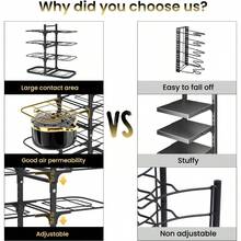 Heavy Duty Pots And Pans Organizer Under Cabinet: 8Tier Adjustable Pot And Pan Organizer Space Saving Pan Organizers Inside Cabinet 21" Kitchen Storage Pot Rack Organizer For Cast Iron Pangift - 21"H - View 7