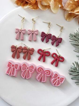 Unique Bow Series Clay Earring Mold, Polymer Clay Making Tool For Earrings, Pendants, Soft Clay Jewelry Making Kit, Clay Earring Molds For Jewelry Making Enthusiasts, DIY Handmade Tool, Made By PLA, Jewelry Making Tools