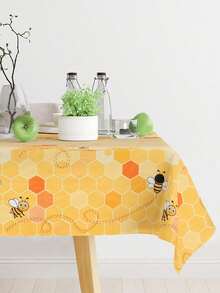 1 Stück 51x71 Zoll Bienen-Muster Tischdecke - wasserdicht, abwischbar, geeignet für Partys, Babyveranstaltungen, Kinderzimmer Dekoration (130x180cm) Bienen-Themen Geburtstagsparty Dekoration, Baby Biene - Gelb - Übersicht 5