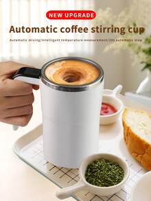 1 个自动搅拌杯，便携式 304 不锈钢电动咖啡杯，带温度显示，USB 充电，200mAh 电池，ABS 材质，易于携带和清洁，适合家庭和办公室使用，理想的节日礼物 - 彩色 - 查看 3