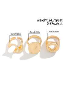 3Pcs European And American Cross-Border Jewelry Design Sense Asymmetric Alloy Ring Set Creative Hollow Square Ring Joint Ring Personalized Hip-Hop Punk Opening Versatile Ring Women's Jewelry Jewelry Gothic Style Western Jewelry Women's Accessories Women's Jewelry Set
